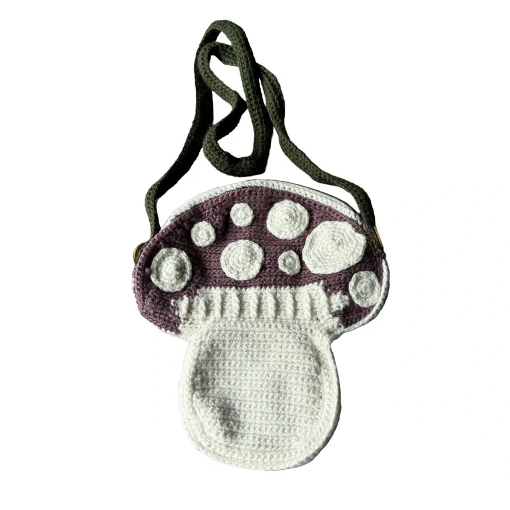 Handmade Crocheted Mushroom Bag with Zipper
